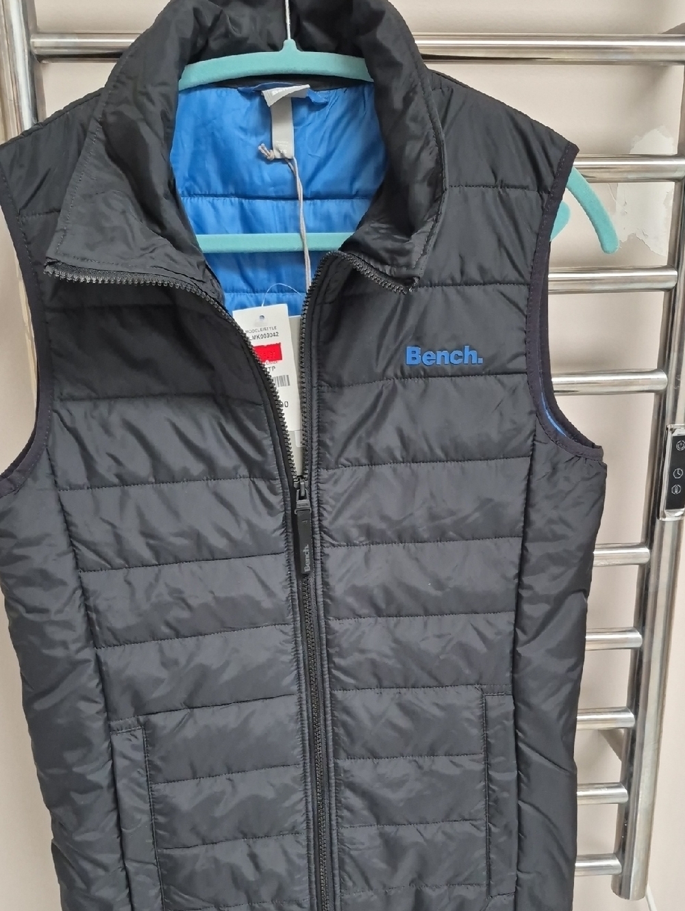 Bench Black Quilted Vest with Blue Lining